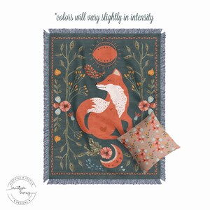 Scandinavian Folk Art Woven Blanket Fox Blanket Woven Throw Blanket Scandinavian Fabric Norwegian Folk Art Swedish Folk Art Nordic Blanket