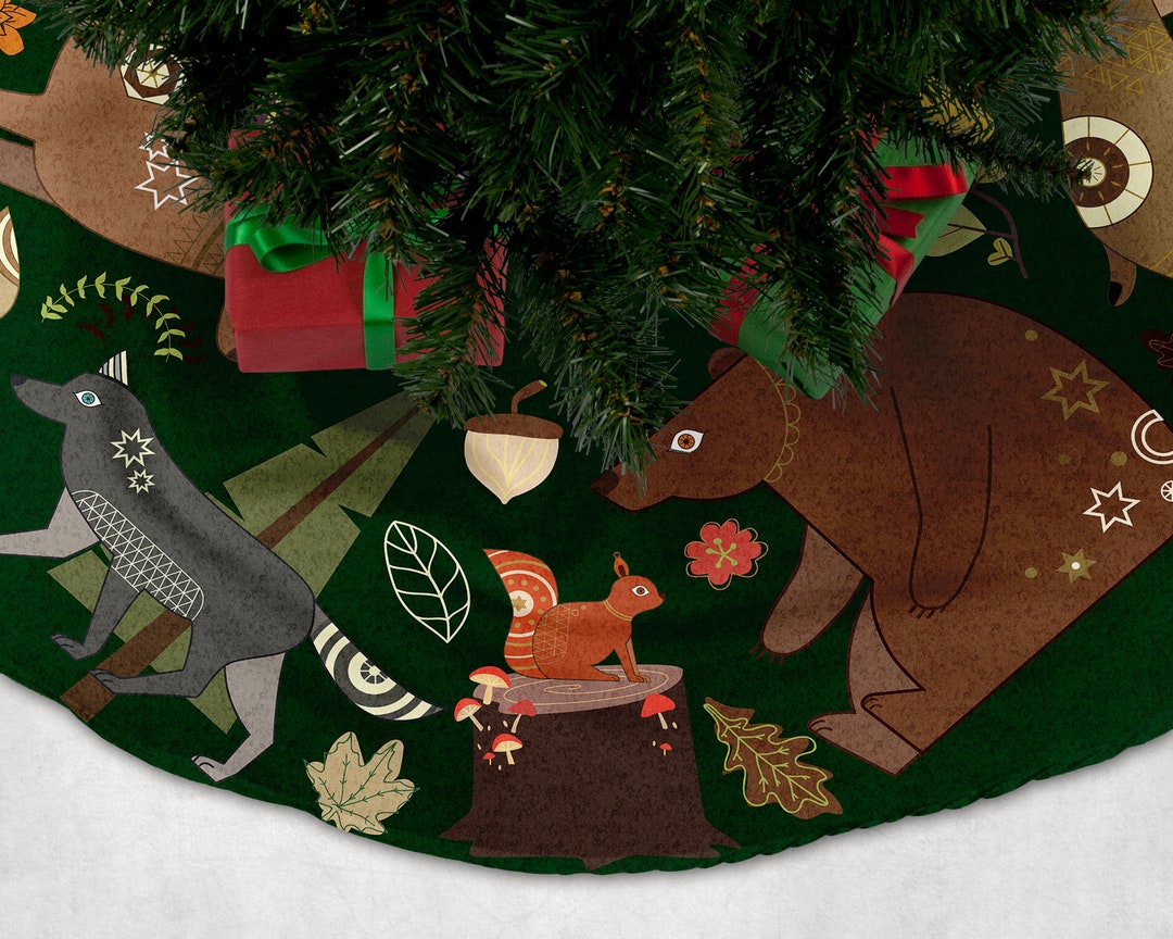 Christmas Tree Skirt Norwegian Folk Art Polish Folk Art Boho Tree Skirt