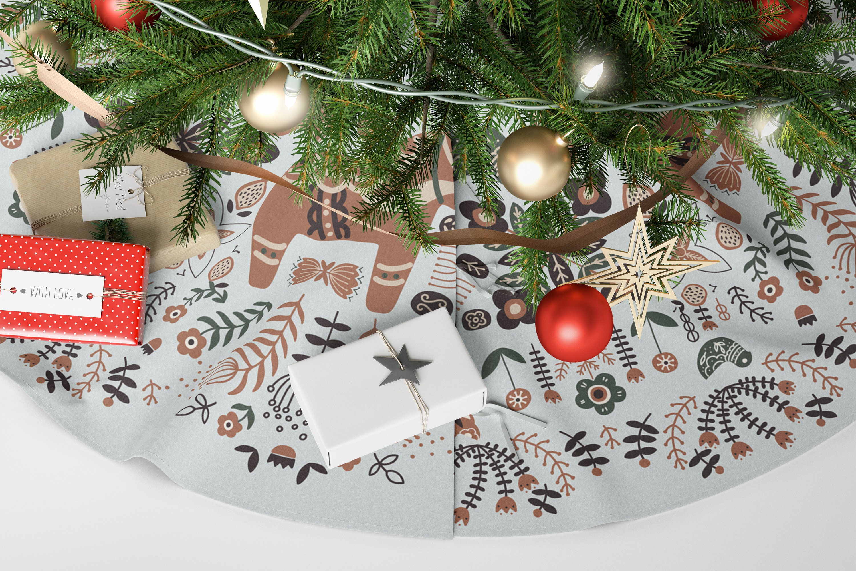 Christmas Tree Skirt Norwegian Folk Art Swedish Folk Art Etsy