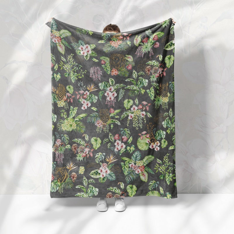 Hummingbird Palm Leaves Pattern Print Blanket