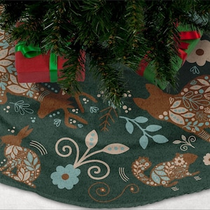 Christmas Tree Skirt Norwegian Folk Art Woodland Animals Polish Folk Art Swedish Folk Art Scandinavian Fabric Nordic Christmas Decor Xmas