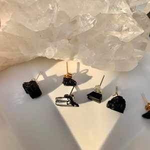 Raw Black Tourmaline Studs | Black Tourmaline Studs | Crystal Studs | Black Tourmaline | Tourmalines | Alchemy Studs | Crystal Earrings