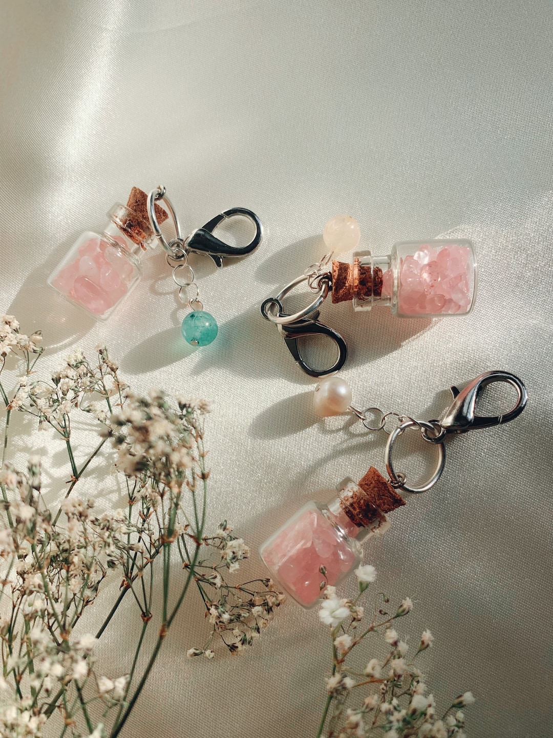 Crystal Mini Bottle Keychain Wish Bottles Keychain Mini Glass Jar