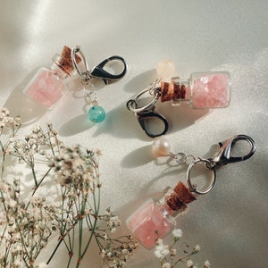 Crystal Mini Bottle Keychain| Wish Bottles| | Keychain | Mini Glass Jar Keychain | Tiny Bottle Keychain | Crystal Charms | Crystal Keychain