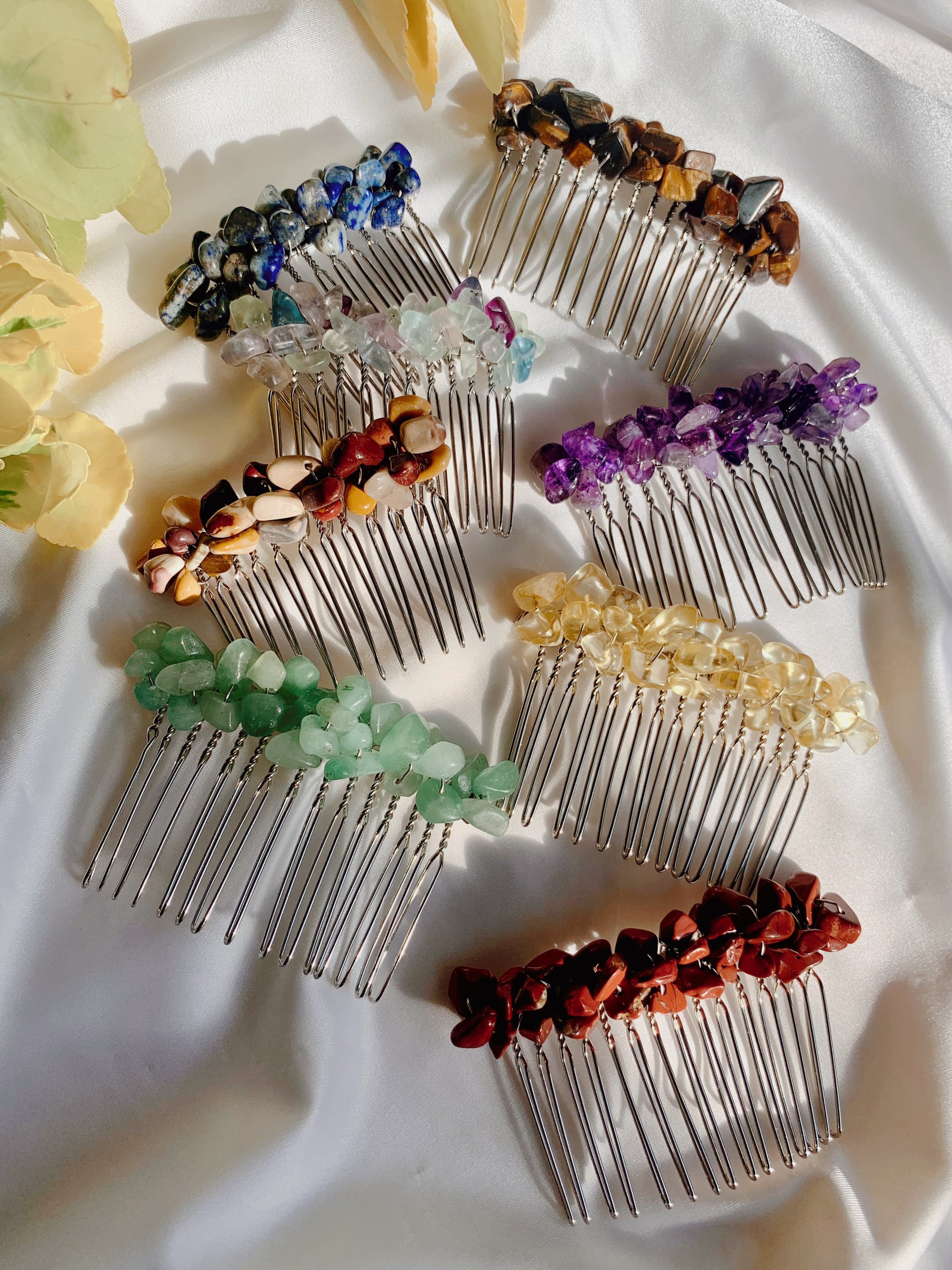 Crystal Hair Combs Gemstone Hair Combs Wedding Hair Combs Etsy