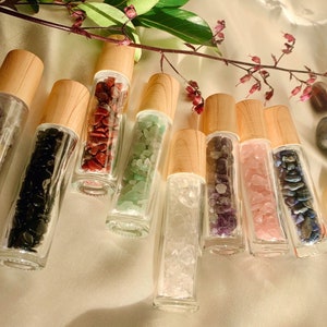 Crystal Filled Essential Oil Roller Ball Bottles | Infusers | Roller Ball Bottles | Essential Oil Bottles | Gemstones | Crystal Roller Balls