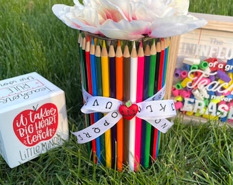 Teacher Gift | Colored Pencil Flower Vase | Thank a Teacher |Teacher Appreciation | Educator Gift | Teach Jar|Teacher Vase | Classroom Decor