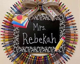 Teacher Wreath | Teacher Appreciation Gift | Teacher Gift | Educator Gift | Classroom Decor | Elementary School Wreath | Composition Book