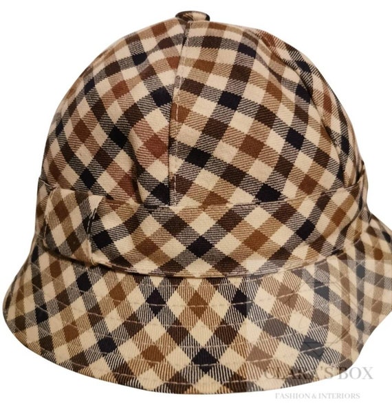 Vintage Aquascutum Bucket Hat, Check Print, Made From Pure