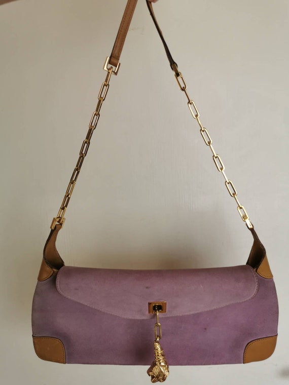 Rare Gucci Purple/Tan Suede and Leather Tiger Cha… - image 7