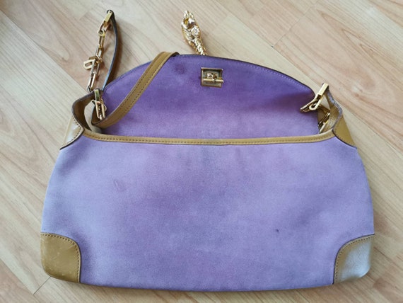 Rare Gucci Purple/Tan Suede and Leather Tiger Cha… - image 5