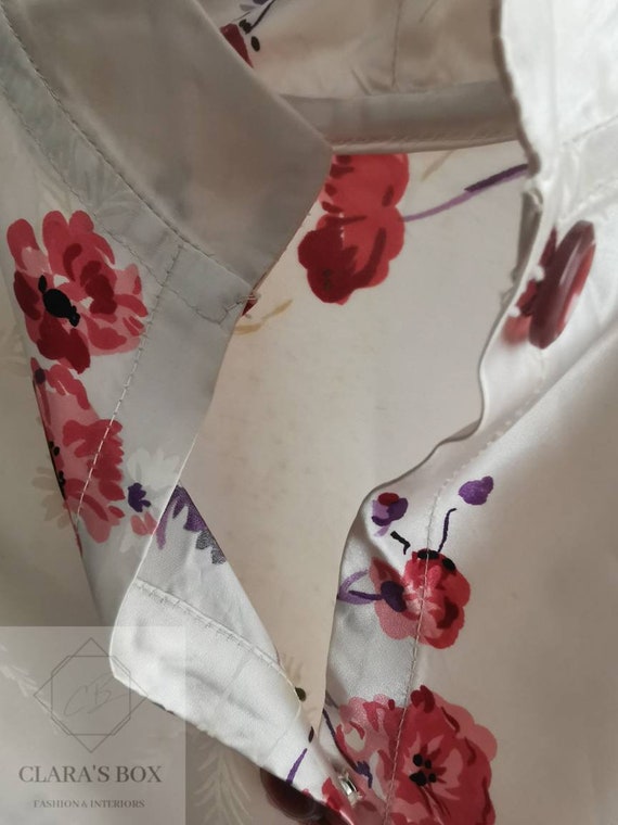 Stunning 1940s floral print satin blouse or jacke… - image 8