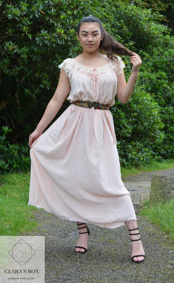 Original 1930s Pale Peach Silk Nightgown Nightdre… - image 9