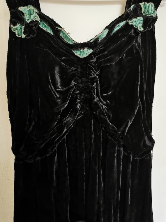 Antique 1920s Velvet and Tulle Maxi Dress/ Matchin