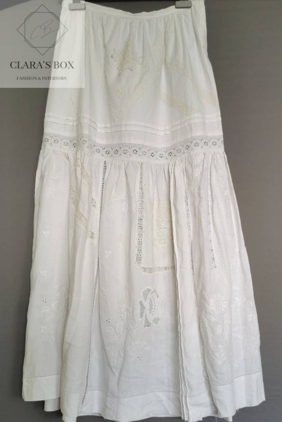 Antique Cotton and Lace Maxi Skirt | Handmade Vic… - image 2