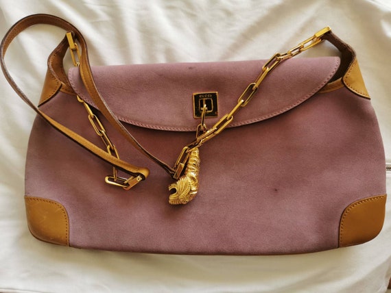 Rare Gucci Purple/Tan Suede and Leather Tiger Cha… - image 2