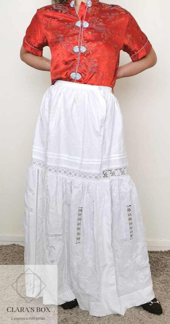 Antique Cotton and Lace Maxi Skirt | Handmade Vic… - image 3