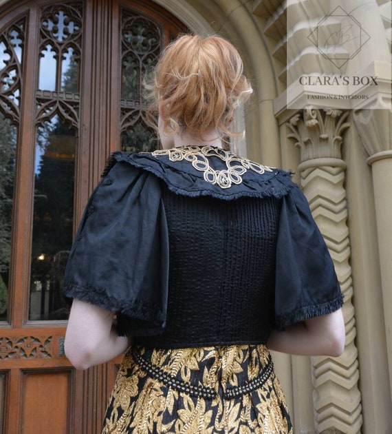 Beautiful 1800s antique black gothic bodice with … - image 7