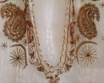 19th century/Early 20th century Ottoman silk organdy blouse, exquisite and rare bouillon embroidery
