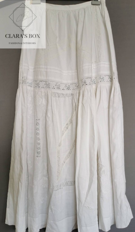 Antique Cotton and Lace Maxi Skirt | Handmade Vic… - image 10