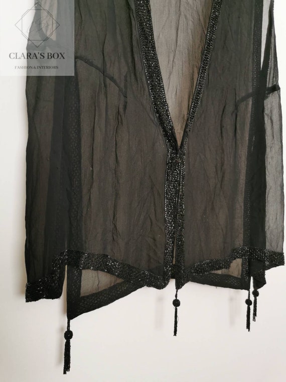 Rare 1920s chiffon vest/waistcoat adorned with bu… - image 1