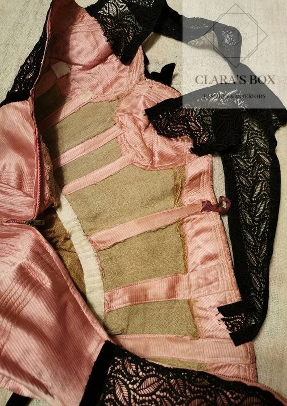 1930s 40s vintage silk taffeta lilac bodice corse… - image 9