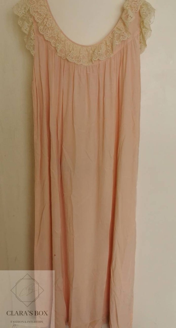 Original 1930s Pale Peach Silk Nightgown Nightdre… - image 7