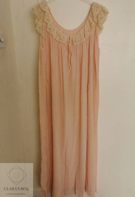 Original 1930s Pale Peach Silk Nightgown Nightdre… - image 3