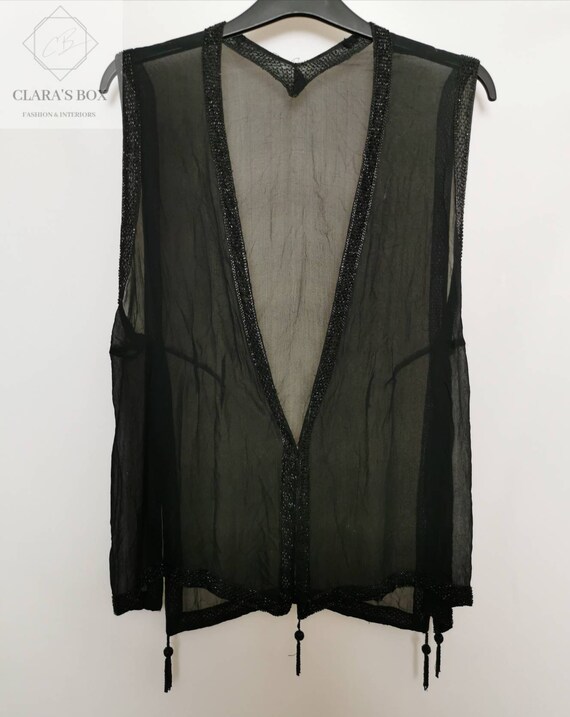 Rare 1920s chiffon vest/waistcoat adorned with bu… - image 2