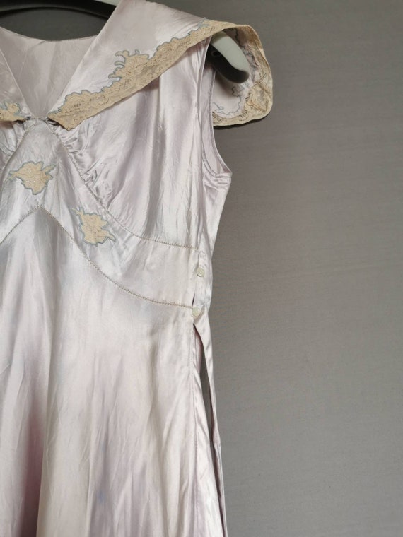 1930s 40s vintage lilac duchess satin gown dress l