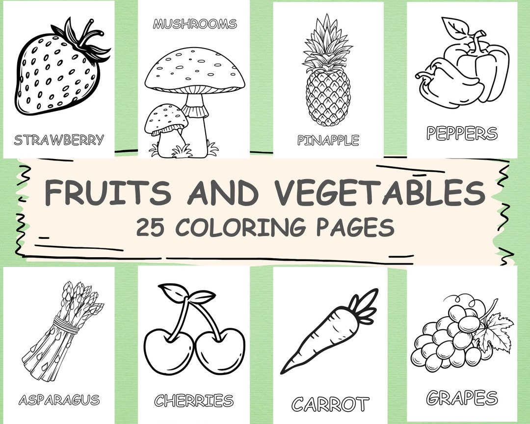 Coloring Pages for Kids, Fruits and Vegetables Coloring Pages, 25 ...