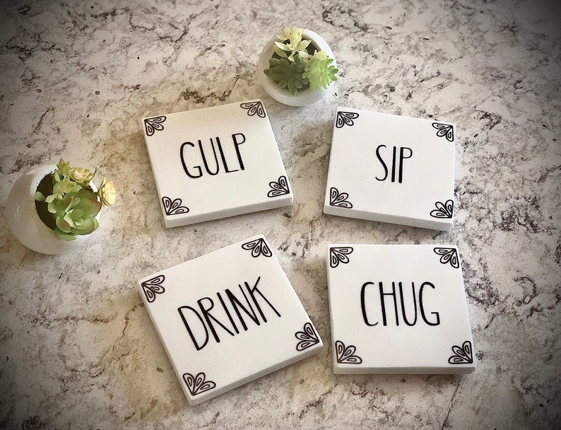 Set of 4 Hand made White Corian Coasters