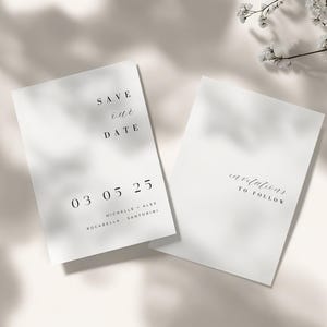 Modèle de carte de réservation de date minimaliste 5x7" | Annonce de mariage intemporelle et élégante | Conception Canva [003]