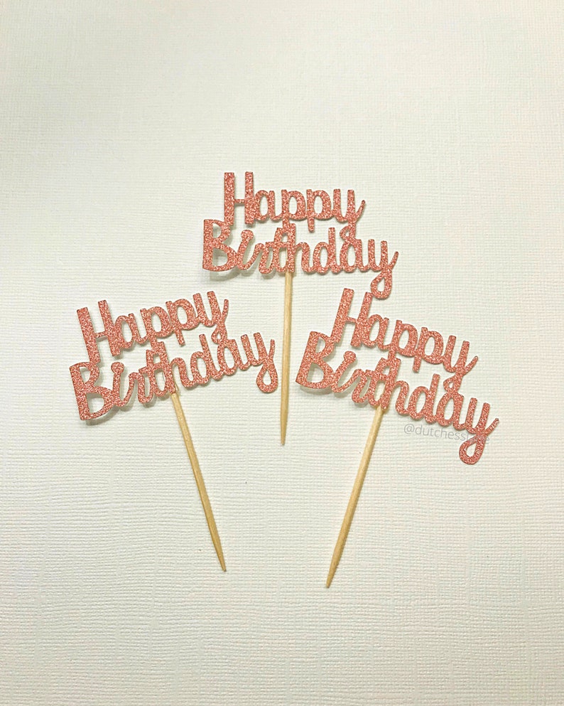 CUSTOM Happy Birthday Cupcake Toppers Confetti Birthday Etsy