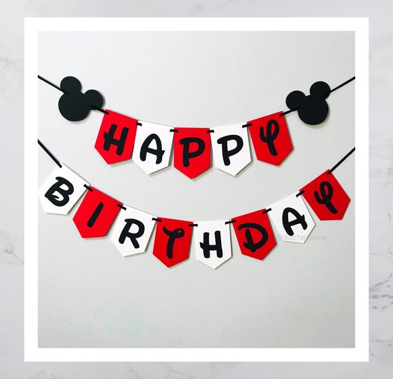 Mickey Inspired Disney Birthday Banner | Etsy
