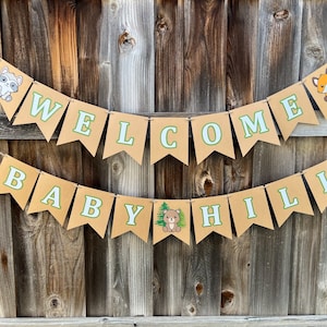 Woodland Baby Shower, Woodland Baby Shower Banner, Woodland Banner, Welcome Baby Banner, Forest Baby Shower, Woodland Baby Shower Decor