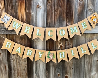 Woodland Baby Shower, Woodland Baby Shower Banner, Woodland Banner, Welcome Baby Banner, Forest Baby Shower, Woodland Baby Shower Decor