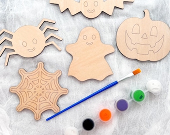 Halloween Paint Kit, Kids Halloween Activity, Halloween Wood Cutouts, DIY Craft Kit, Halloween Wood Paint Kit, Kids Paint Kit