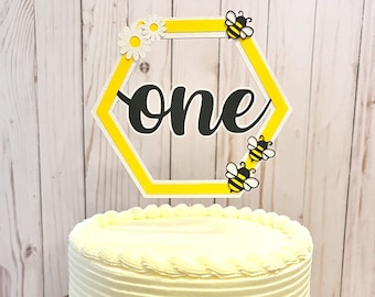 Bee First Birthday Cake Topper: Honey Bee Party Decor