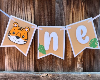 Tiger High Chair Banner, Tiger First Birthday, Tiger Birthday Party, Safari Birthday Banner, Safair First Birthday, Safari Animals Banner