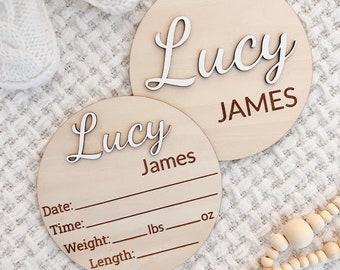 Baby Announcement Sign, Hospital Baby Sign, Wood Baby Name Sign, Baby Sign With Birth Info, Baby Name Reveal, Newborn Photo Prop Sign