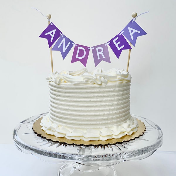 Banner Cake Topper, Purple Cake Topper, Shades of Purple Cake Topper, Mini Banner Cake Topper, Personalized Name Cake Topper