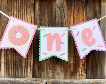 Donut Highchair Banner, Donut ONE Banner, ONE Banner, Highchair Banner, Donut 1st Birthday, First Birthday, Donut Banner, Donut Party Decor