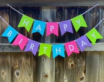 Happy Birthday Banner, Colorful Birthday Banner, Birthday Banner, Bright Colorful Banner, Bright Colorful Birthday Banner