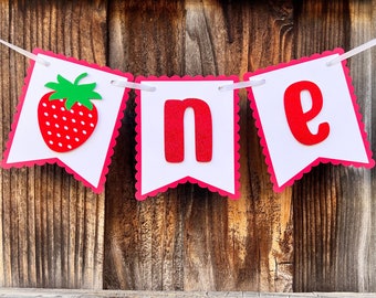 Strawberry Highchair Banner, Strawberry First Birthday, Strawberry Banner, ONE Banner, Strawberry One Banner, Highchair Banner, 1st Birthday