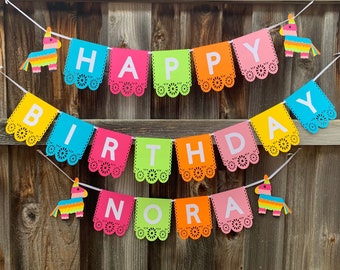 Fiesta Birthday Banner, Colorful Fiesta Banner, Papel Picado Banner, Papel Picado Birthday Banner, Pinata Birthday Banner,  Pinata Banner
