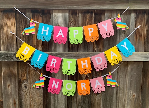 Fiesta Birthday Banner, Colorful Fiesta Banner, Papel Picado Banner, Papel Picado Birthday Banner, Pinata Birthday Banner,  Pinata Banner