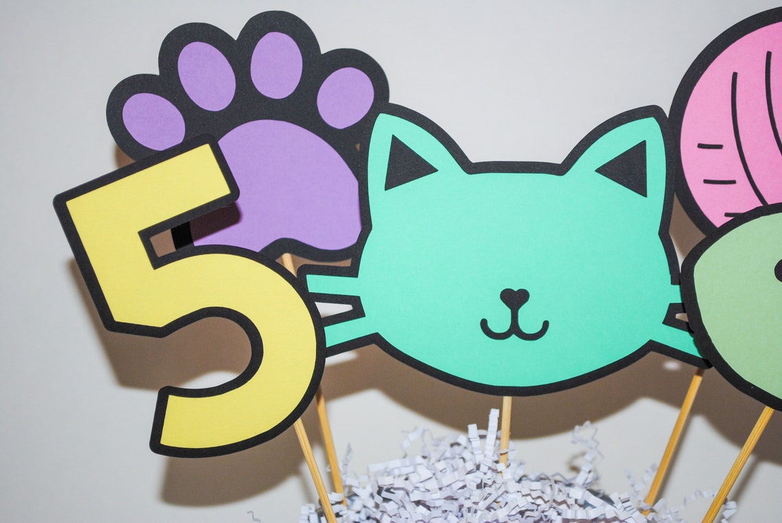 cat-centerpiece-cat-birthday-centerpiece-cat-party-decor-etsy