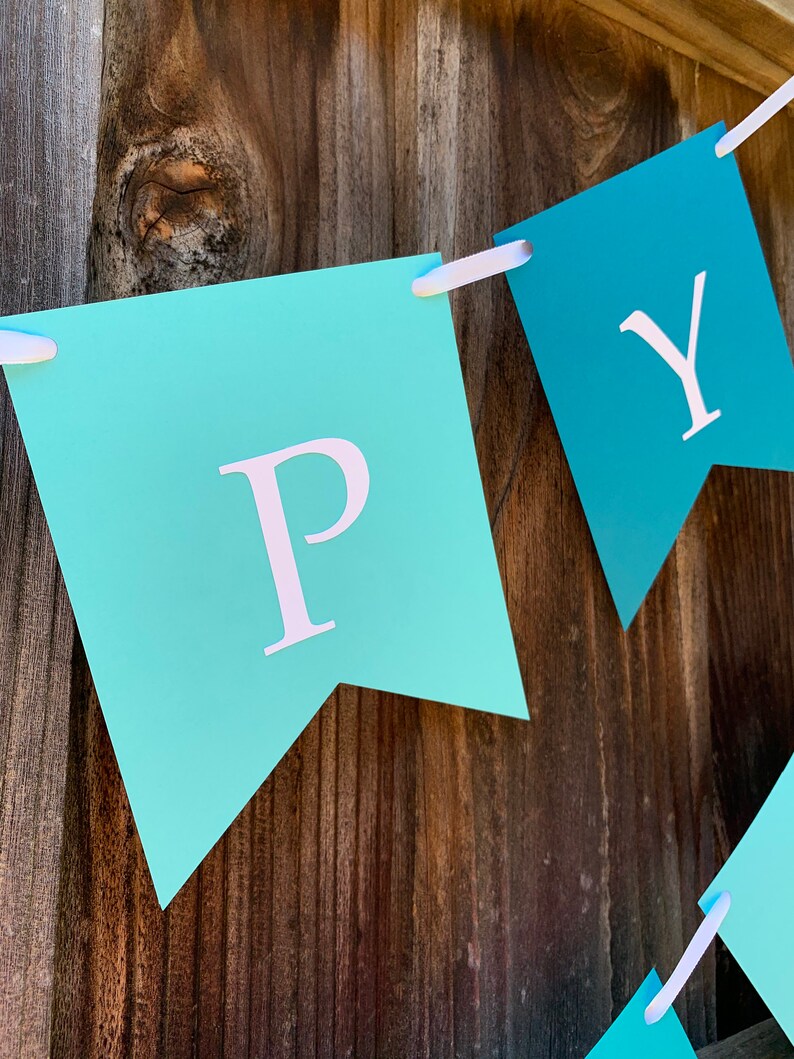 Blue Birthday Banner Pennant Banner Happy Birthday Banner Party Decoration. Personalized Banner
