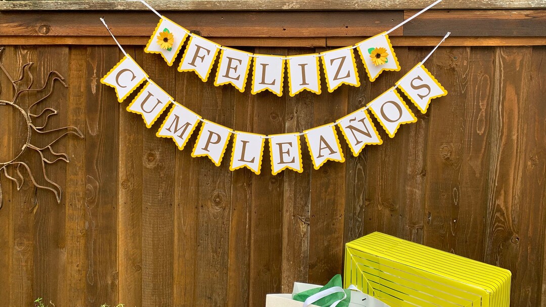 Sunflower Banner, Feliz Cumpleaños Banner, Sunflower Birthday Banner ...